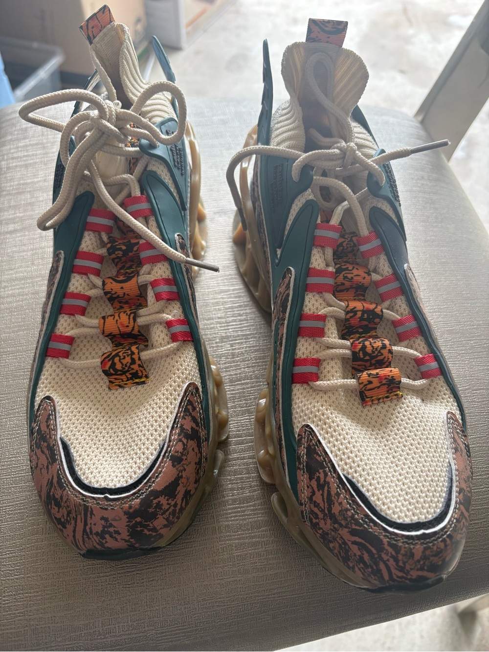 Women’s Neutral Beige & Teal Fashion Sneakers - Athletic Style